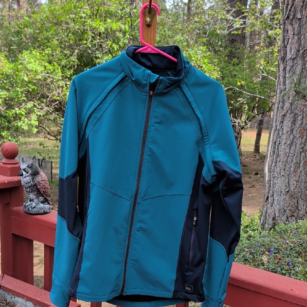 REI Teal & Black Full-Zip Performance Jacket with Stand Collar